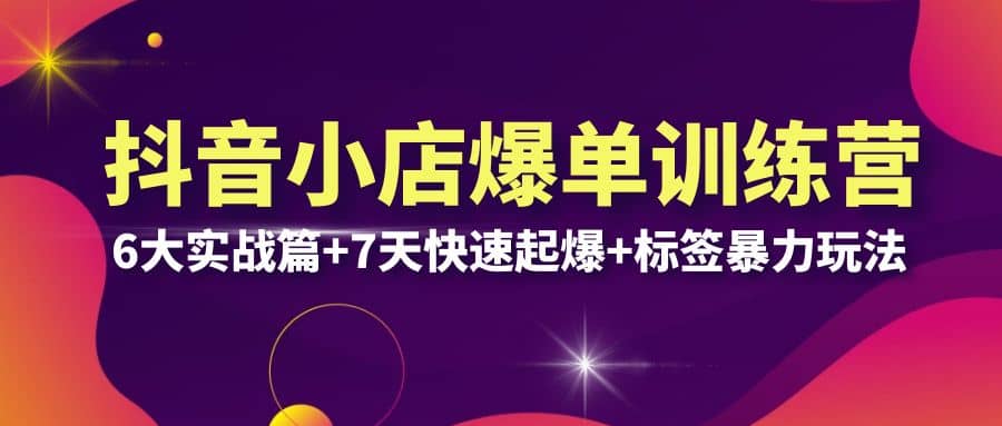 抖音小店爆单训练营VIP线下课：6大实战篇+7天快速起爆+标签暴力玩法(32节)-学知网