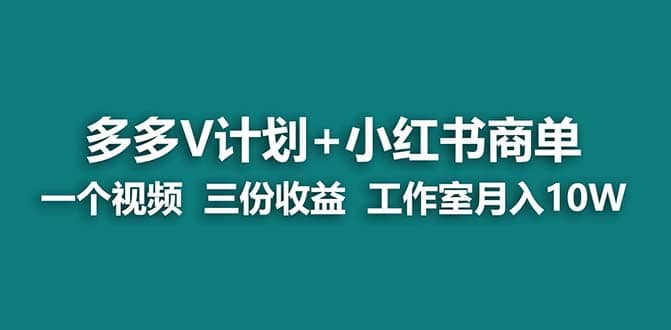 【蓝海项目】多多v计划+小红书商单 一个视频三份收益 工作室月入10w打法-学知网