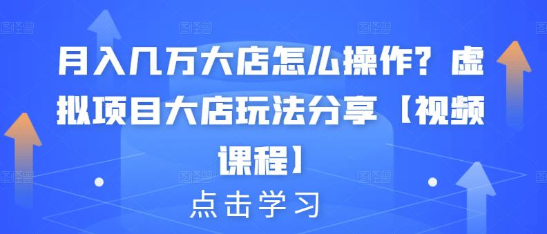 月入几万大店怎么操作？虚拟项目大店玩法分享【视频课程】-学知网