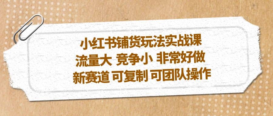 小红书铺货玩法实战课，流量大 竞争小 非常好做 新赛道 可复制 可团队操作-学知网