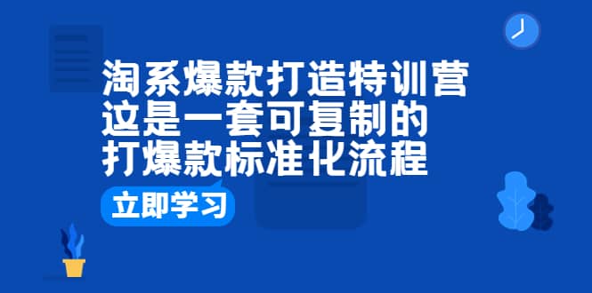 淘系爆款打造特训营：这是一套可复制的打爆款标准化流程-学知网