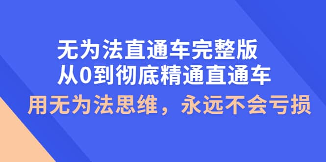 无为法直通车完整版：从0到彻底精通直通车，用无为法思维，永远不会亏损-学知网