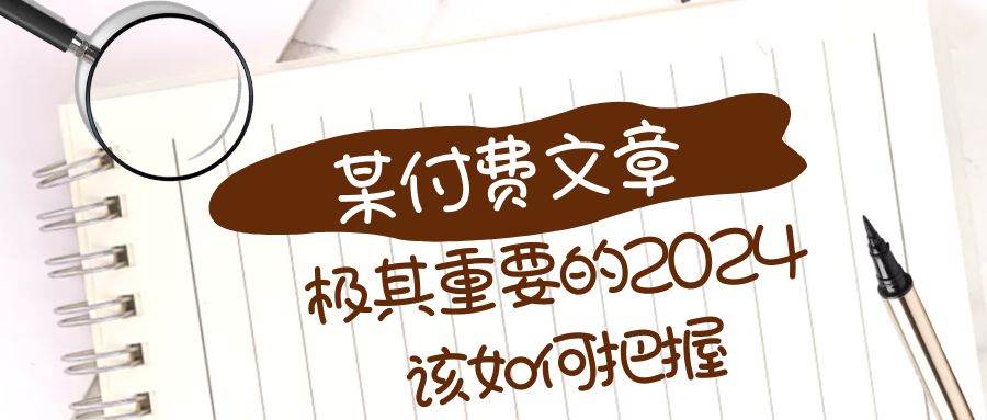 极其重要的2024该如何把握？【某公众号付费文章】-学知网