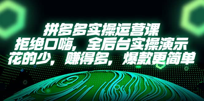 拼多多实操运营课：拒绝口嗨，全后台实操演示，花的少，赚得多，爆款更简单-学知网