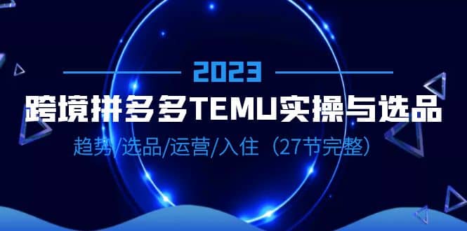 2023跨境·拼多多·TEMU实操与选品，趋势·选品·运营·入住（27节完整）-学知网