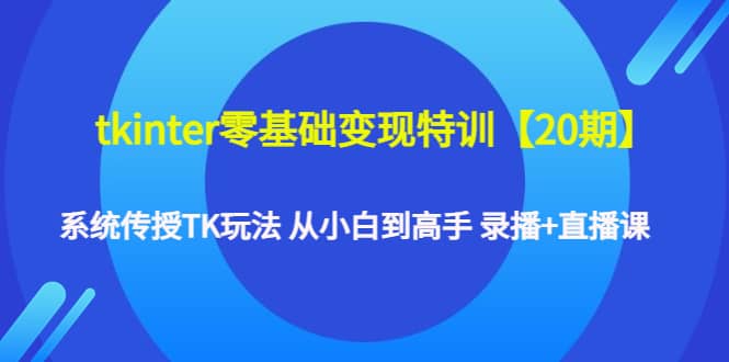 tkinter零基础变现特训【20期】系统传授TK玩法 从小白到高手 录播+直播课-学知网