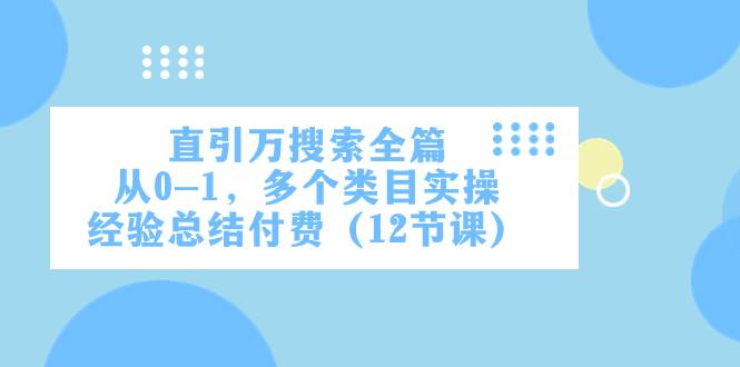 直引万·搜索全篇，从0-1，多个类目实操经验总结付费（12节课）-学知网