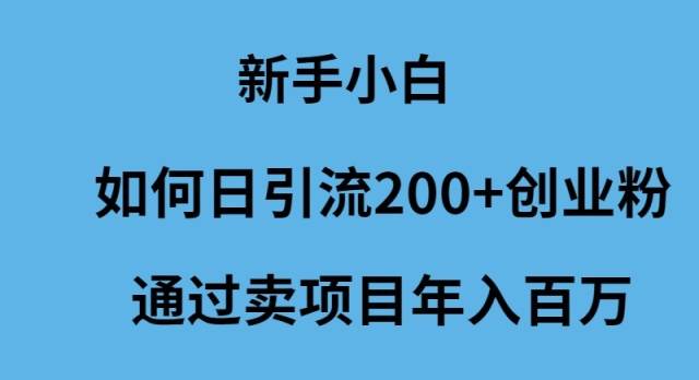 新手小白如何日引流200+创业粉通过卖项目年入百万-学知网