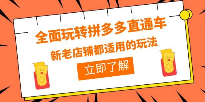 全面玩转拼多多直通车，新老店铺都适用的玩法（12节精华课）-学知网