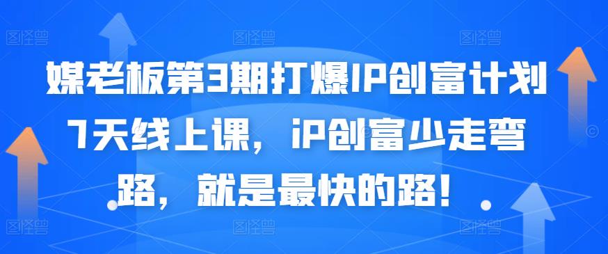 媒老板第3期打爆IP创富计划7天线上课，iP创富少走弯路，就是最快的路！-学知网