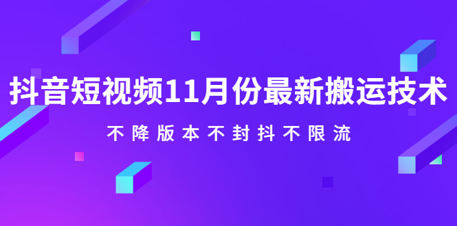 抖音短视频11月份最新搬运技术，不降版本不封抖不限流！【视频课程】-学知网