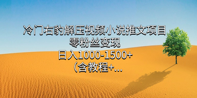 冷门右豹解压视频小说推文项目，零粉丝变现，日入1000-1500+（含教程）-学知网