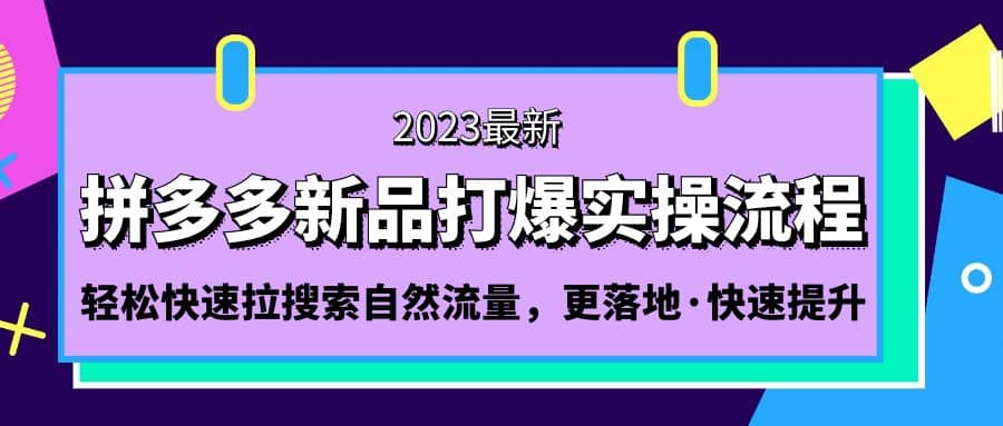 拼多多-新品打爆实操流程：轻松快速拉搜索自然流量，更落地·快速提升-学知网