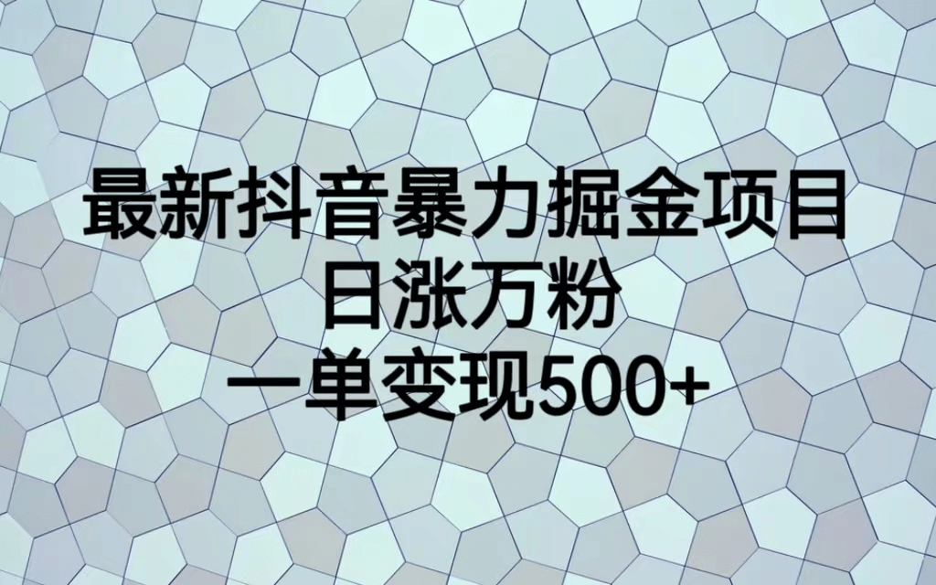 最火热的抖音暴力掘金项目，日涨万粉，多种变现方式，一单变现可达500+-学知网