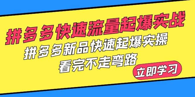 拼多多-快速流量起爆实战，拼多多新品快速起爆实操，看完不走弯路-学知网