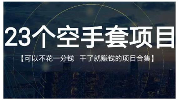 23个空手套项目大合集，0成本0投入，干了就赚钱纯空手套生意经-学知网