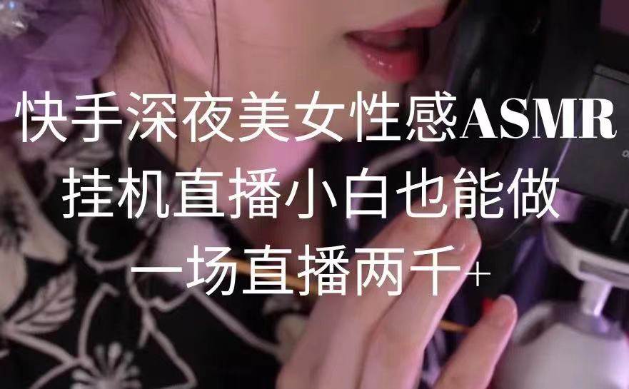 快手深夜美女性感ASMR挂机直播，小白也能做，一场直播两千+-学知网