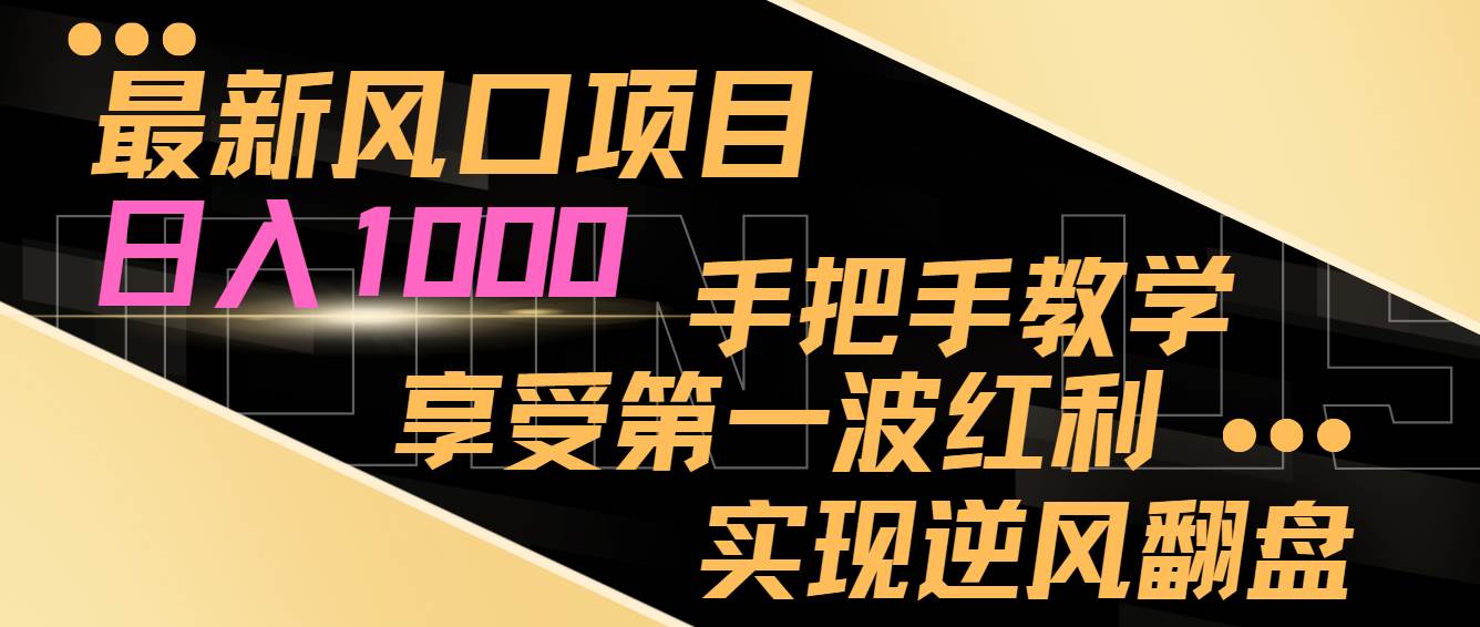 最新风口项目，日入过千，抓住当下风口，享受第一波红利，实现逆风翻盘-学知网