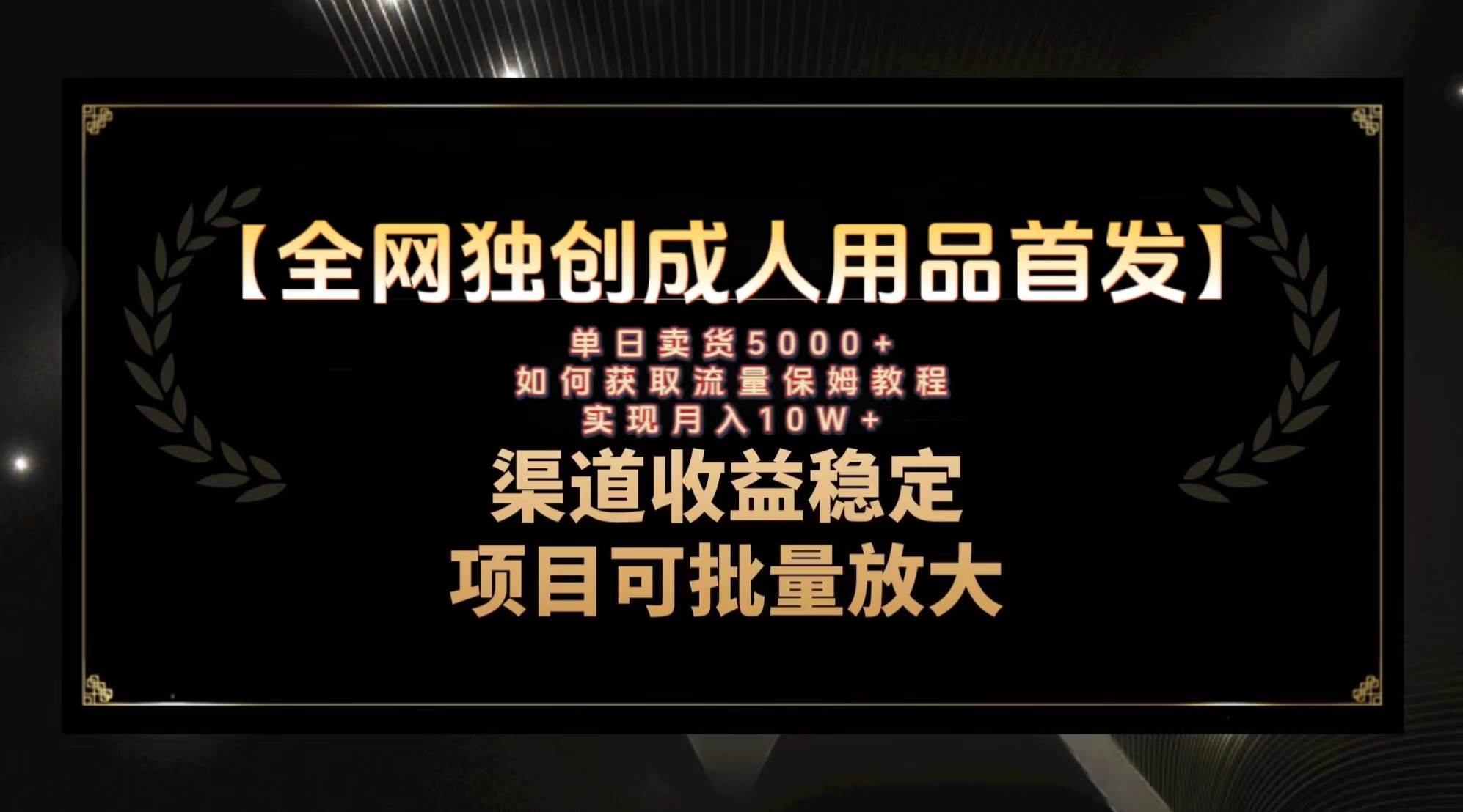 最新全网独创首发，成人用品赛道引流获客，月入10w保姆级教程-学知网