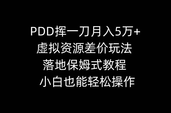 PDD挥一刀月入5万+，虚拟资源差价玩法，落地保姆式教程，小白也能轻松操作-学知网