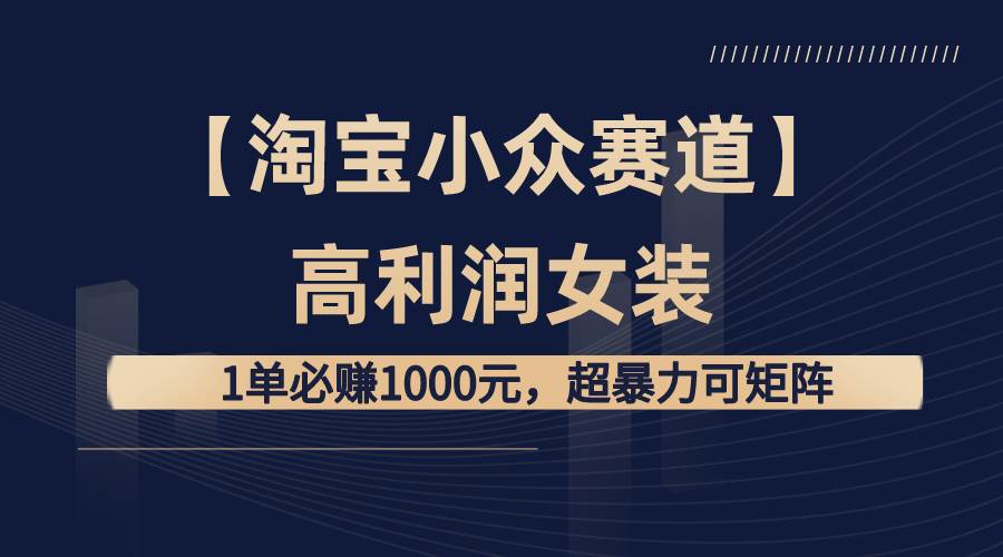 【淘宝小众赛道】高利润女装：1单必赚1000元，超暴力可矩阵-学知网