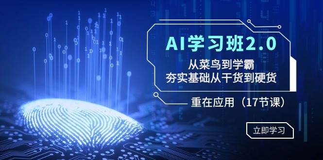 AI学习班2.0：从菜鸟到学霸，夯实基础从干货到硬货，重在应用（17节课）-学知网