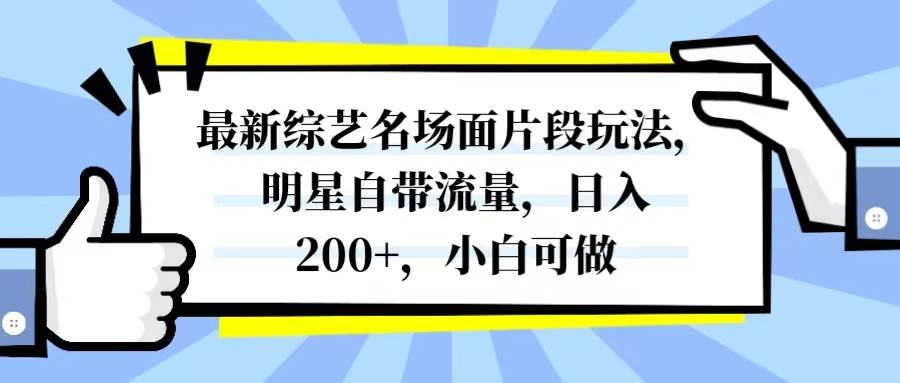 最新综艺名场面片段玩法，明星自带流量，日入200+，小白可做-学知网