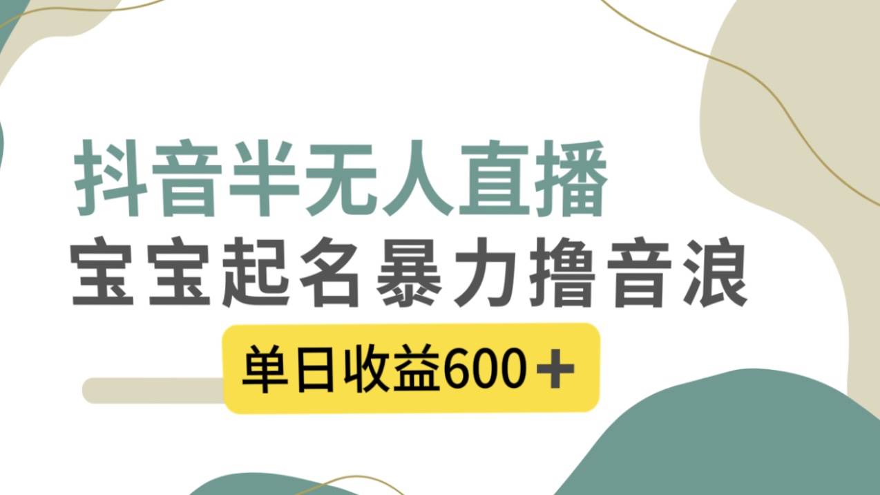 抖音半无人直播，宝宝起名，暴力撸音浪，单日收益600+-学知网