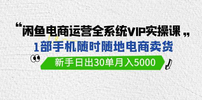 闲鱼电商运营全系统VIP实战课，1部手机随时随地卖货，新手日出30单月入5000-学知网