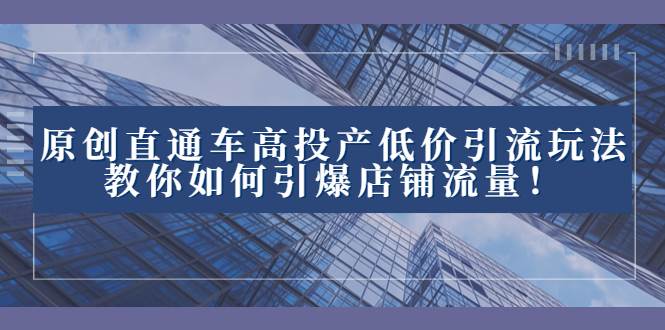 2023直通车高投产低价引流玩法，教你如何引爆店铺流量！-学知网