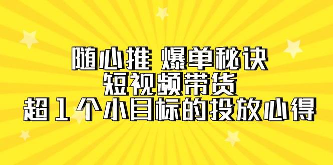 随心推 爆单秘诀，短视频带货-超1个小目标的投放心得（7节视频课）-学知网