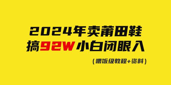 2024年卖莆田鞋，搞了92W，小白闭眼操作！-学知网