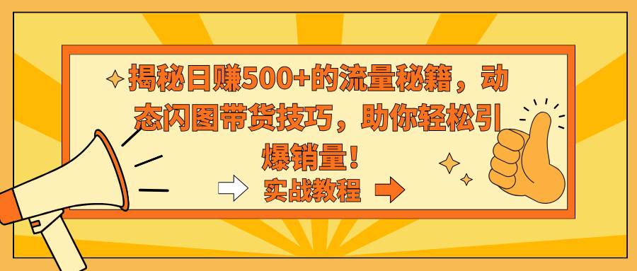 揭秘日赚500+的流量秘籍，动态闪图带货技巧，助你轻松引爆销量！-学知网