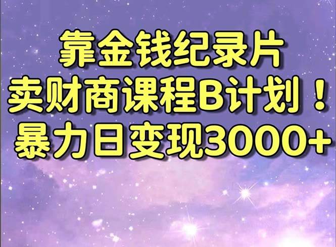 靠金钱纪录片卖财商课程B计划！暴力日变现3000+，喂饭式干货教程！-学知网