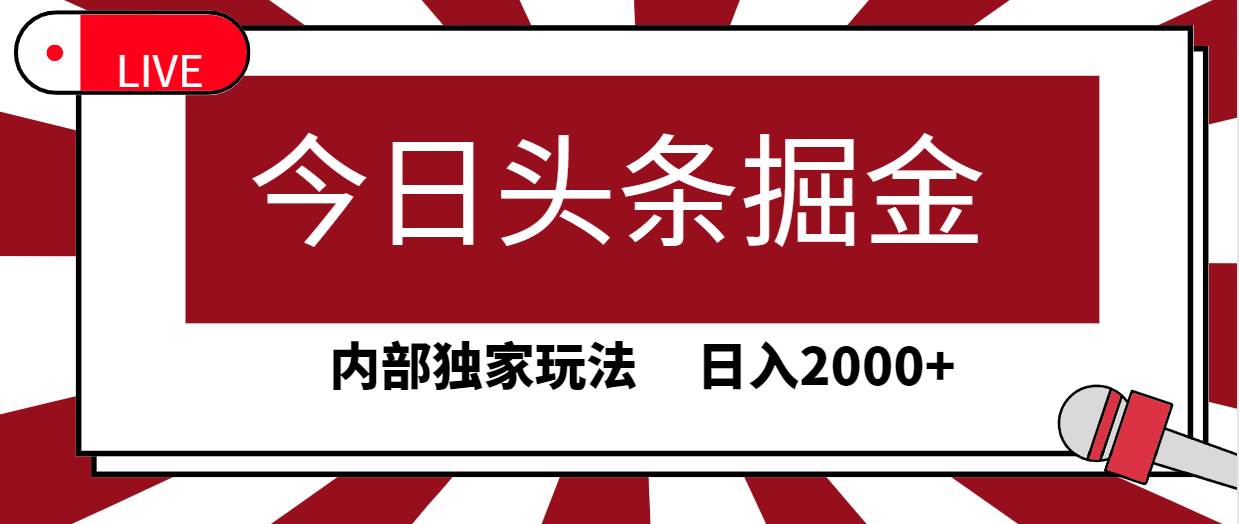 今日头条掘金，30秒一篇文章，内部独家玩法，日入2000+-学知网