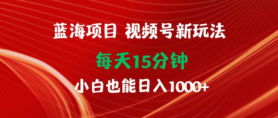 蓝海项目视频号新玩法 每天15分钟 小白也能日入1000+-学知网