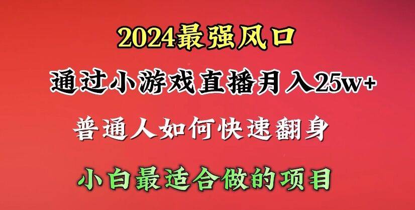 2024年最强风口，通过小游戏直播月入25w+单日收益5000+小白最适合做的项目-学知网