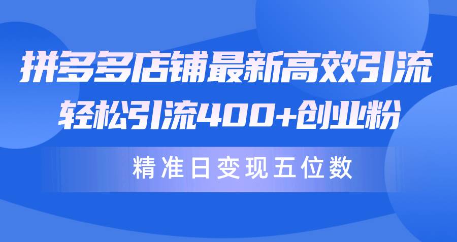 拼多多店铺最新高效引流术，轻松引流400+创业粉，精准日变现五位数！-学知网