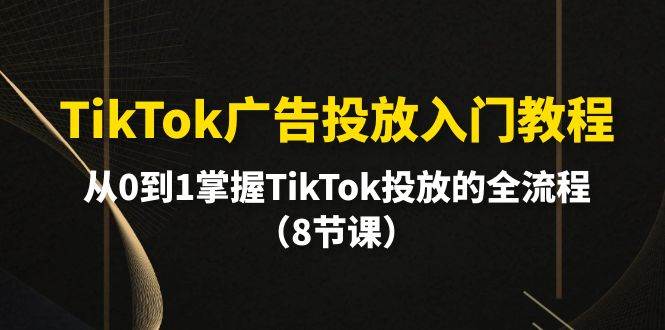 TikTok广告投放入门教程，从0到1掌握TikTok投放的全流程（8节课）-学知网