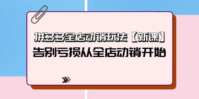 拼多多全店动销玩法【新课】，告别亏损从全店动销开始（4节视频课）-学知网