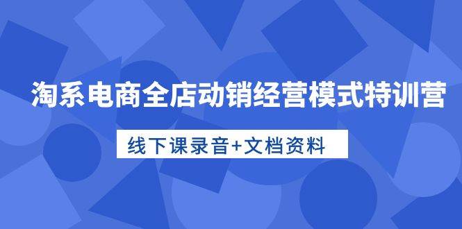 淘系电商全店动销经营模式特训营，线下课录音+文档资料-学知网