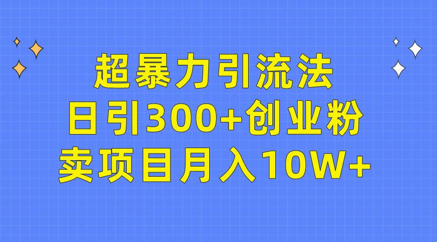 超暴力引流法，日引300+创业粉，卖项目月入10W+-学知网