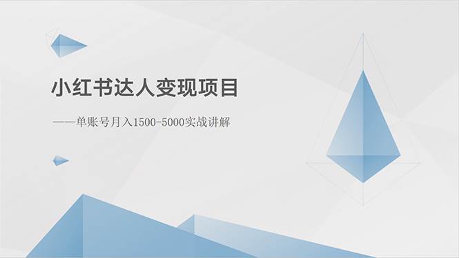 小红书达人变现项目：单账号月入1500-3000实战讲解-学知网