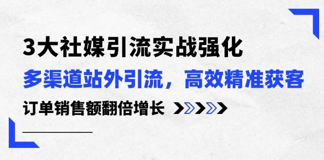 3大社媒引流实操强化，多渠道站外引流/高效精准获客/订单销售额翻倍增长-学知网