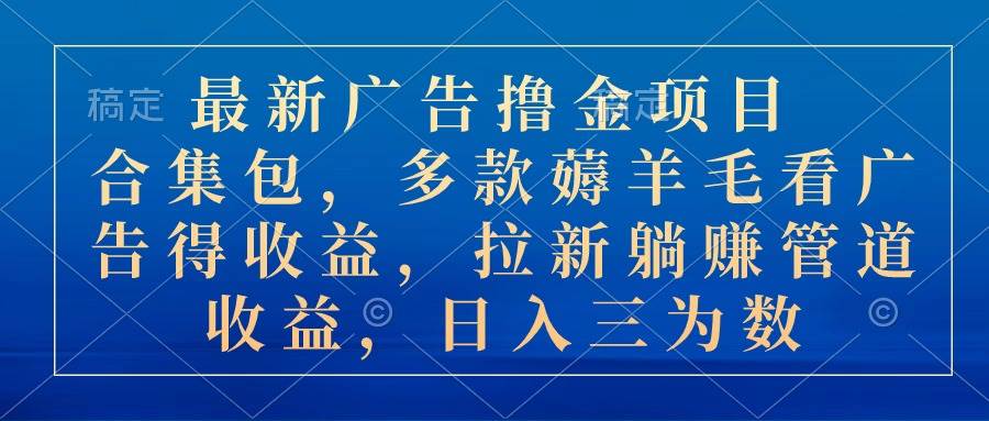 最新广告撸金项目合集包，多款薅羊毛看广告收益 拉新管道收益，日入三为数-学知网