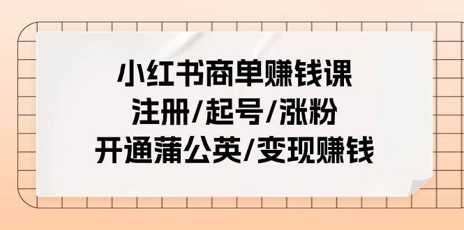 小红书商单赚钱课：注册/起号/涨粉/开通蒲公英/变现赚钱（25节课）-学知网