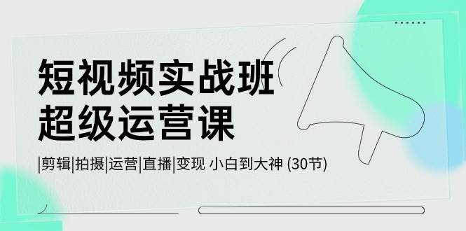 短视频实战班-超级运营课，|剪辑|拍摄|运营|直播|变现 小白到大神 (30节)-学知网