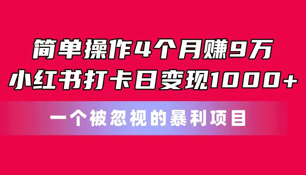 简单操作4个月赚9万！小红书打卡日变现1000+！一个被忽视的暴力项目-学知网