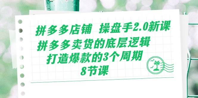 拼多多店铺 操盘手2.0新课，拼多多卖货的底层逻辑，打造爆款的3个周期-8节-学知网