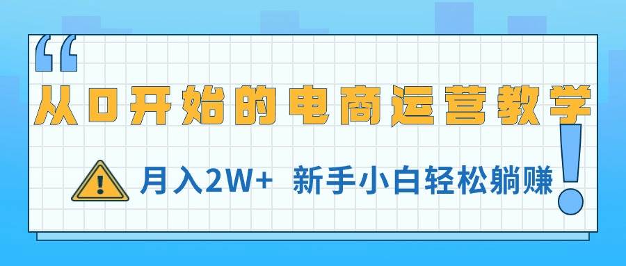 从0开始的电商运营教学，月入2W+，新手小白轻松躺赚-学知网